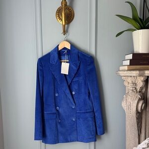COS Women's Cobalt Blue Corduroy Double-Breasted Blazer